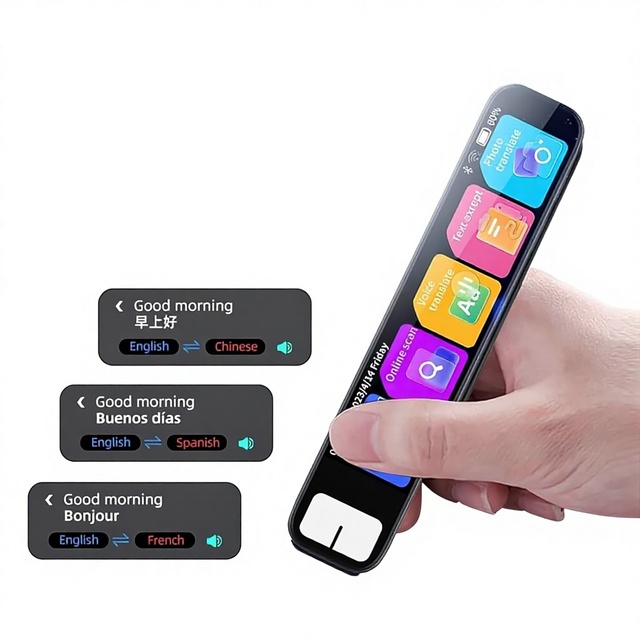 AI Smart Translation Pen with Voice Translation Online Offline Functions Portable Touchscreen Built-In Speaker for Chatgpt