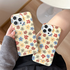 ขายส่งเคสโทรศัพท์ลายภาพวาดดอกไม้สไตล์วินเทจเกาหลีแบบสองชั้นสำหรับ iPhone 17 Pro Max 16 15 14 13 - Product Image 2