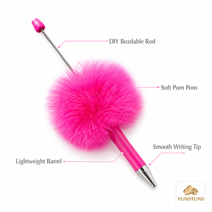 Stylo à bille Pom Pom multicolore avec tête en fourrure moelleuse, pointe de 1 mm, tige torsadée pour perles DIY, idéal pour l'école, le bureau, cadeau fantaisie, papeterie - Product Image 3