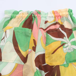 Pantaloni Lunghi in <span class=keywords><strong>Lino</strong></span> <span class=keywords><strong>Verde</strong></span> con Coulisse in Vita, Stampa Floreale, Casual e alla Moda per Donne - Product Image 5