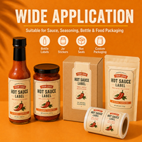 Étiquettes personnalisées imprimées directement en usine pour bouteilles de condiments, autocollants durables et imperméables pour emballages alimentaires de sauces piquantes
