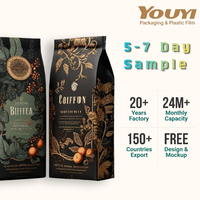 Bolsa de Café Personalizada YOUYI, con Fondo Plano, de Aluminio, con Válvula Unidireccional, Cierre y Ventana Transparente, Grado Alimenticio, Libre de BPA