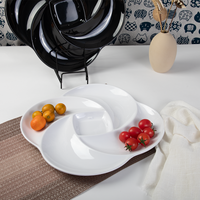 Assiette divisée en mélamine blanche noire de vente chaude assiettes de cafétéria en mélamine assiettes à dîner alimentaires avec compartiments