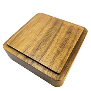 Dessous de verre en bois d'acacia écologique de couleur naturelle minimaliste moderne personnalisable D9H1 cm Chine OEM/ODM forme rectangulaire marque Huina - Product Image 1