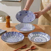 Assiette creuse en céramique japonaise de style vintage, assiette ronde pour restaurant, assiette plate pour pizza, dessert, vaisselle