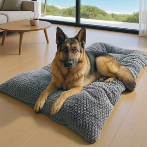 Extra large plush kitten mattress | Thick ultra-soft polyester with <b>headrest</b> and raised edges - Product Image 3