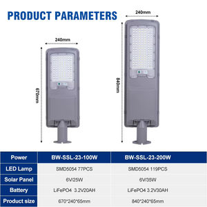 Farola Solar LED para Exteriores de Aluminio para PC, Precio de Fábrica <span class=keywords><strong>BEWAY</strong></span>, IP65, SMD, 100W 200W, Control Remoto, Garantía de 2 Años - Product Image 3