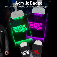 Étiquettes nominatives LED en acrylique personnalisables haut de gamme avec découpe laser et impression numérique pour badges et étiquettes professionnels en acrylique transparent