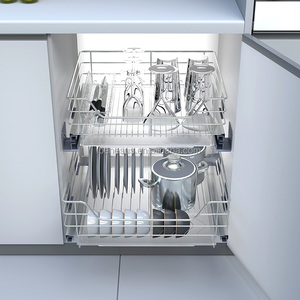 Accessoires de rangement pour armoire de cuisine modulaire : Panier coulissant télescopique en acier inoxydable pour tiroir de cuisine - Product Image 2