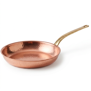 Copper Frying <b>Pan</b> With Brass <b>Handle</b> Handmade Classic Design Durable For Gas Use And Induction Cooker Use No Coating - Product Image 1