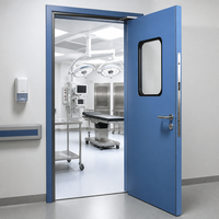 Porte de salle d'opération d'hôpital sur mesure avec panneau de vision à double vitrage, porte battante en acier pour salle blanche, clinique