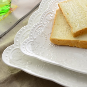 Vajilla de Cerámica Creativa, Plato Rectangular Blanco Puro con Relieve Rosa, Plato para Restaurante, Plato para Pescado al Vapor, Plato para <span class=keywords><strong>Sushi</strong></span> - Product Image 4