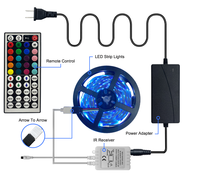 Kit LED RGB IP65 5M 5050 30 LED/m avec télécommande IR 44 touches DC 12V, bande LED de Noël, éclairage RGB