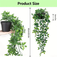 Guirlande murale artificielle de haute qualité en plastique vert, plantes suspendues artificielles avec pot pour décoration murale - Vente chaude