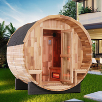 Nice Barrel Sauna Salle de sauna extérieure Saunas à vapeur en cèdre rouge avec cuillère en bois Thermomètre Sablier