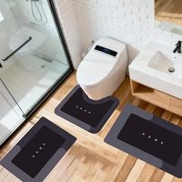 Ensemble de 3 tapis de salle de bain modernes en polyester, fins, lavables, absorbants, antidérapants en caoutchouc, séchage rapide, pour sous l'évier