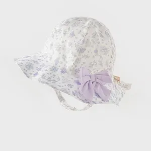 DB1248398 DAVE BELLA Children's Hat Spring Baby Girls Fashion Outdoor Casual Floral Print Pure Cotton Sun Hat
