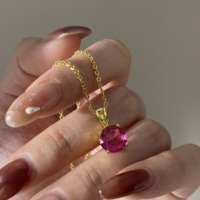 Collar Personalizado con Piedra de Nacimiento, Solitario, de Latón Chapado en Oro de 18K, con Circonita Cúbica Redonda Multicolor, Colgante Personalizable para Mujer