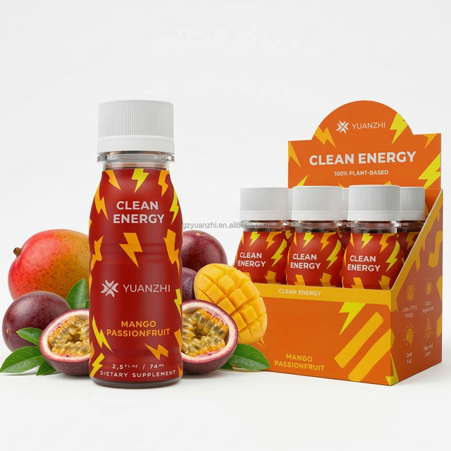 Organic Caffeine L-Theanine Infused Vegan Gluten Free Clean Plant Based Passion Fruit Flavor Energy Shots