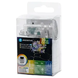 Ghirlanda di luci LED indipendenti, 3AA, RGBY, 2m, ideale per la decorazione di ambienti ed eventi, crea atmosfere festose. - Product Image 2