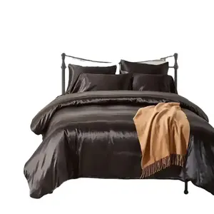 Black Color Hotel Silk Bedding Sets King Luxury Bedding Set