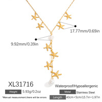 Colección de verano 18K oro plata impermeable collar de acero inoxidable perla estrella corazón pendiente océano serie clavícula regalo