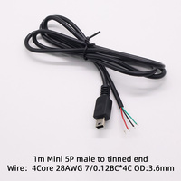 Cable de Carga Mini USB 5P Macho, Conductor de Cobre, PVC 22/28AWG, 5V 0.8A, para Computadora