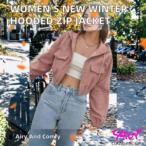 New Trend Women's Winter Hooded <b>Zip</b>-<b>Up</b> <b>Jacket</b> Casual Drawstring Pocket Breathable Short Crop Design Woven Solid Pattern Autumn - Product Image 2