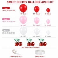 Dekorasi Pesta Ulang Tahun Baby Shower Balon Foil Cherry Lengkungan Balon Latex Set Garland Balon Latex Pink Merah Putih