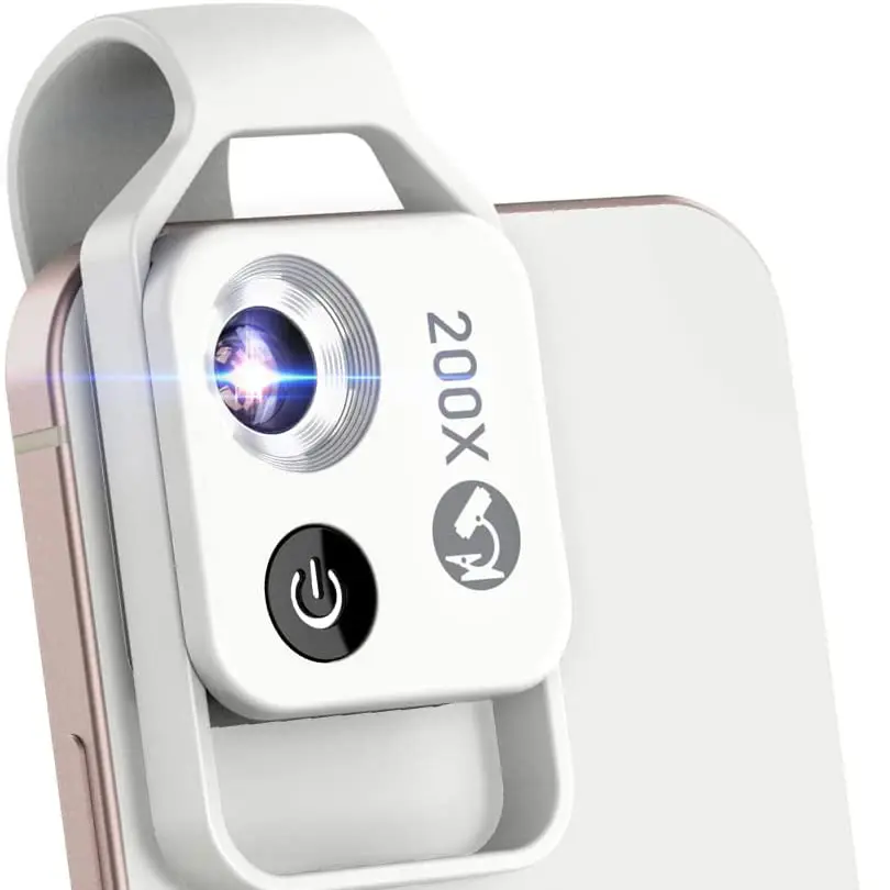 200X Mobile Phone Mini Pocket Microscope With LED Light / Universal Clip, Portable Digital Microscope Camera Accessories