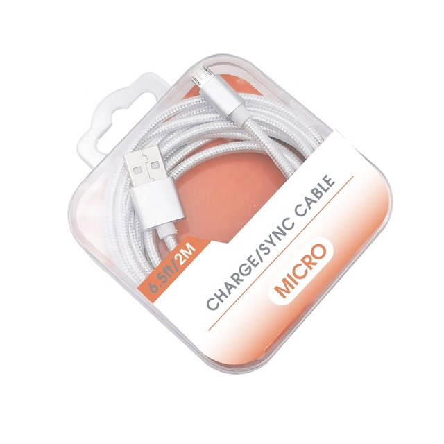 Retail 2 Meter Charger Cable Nylon Braided Micro Cord Fast Charging for Phone Charger USB Data Cable