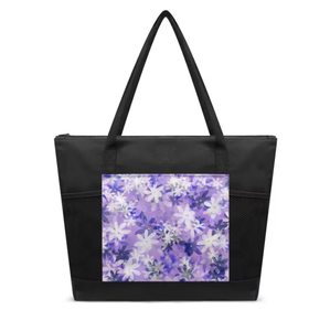 Bolsa de compras personalizada de gran capacidad, ecológica y reutilizable, con diseño de flores tropicales hawaianas. - Product Image 5