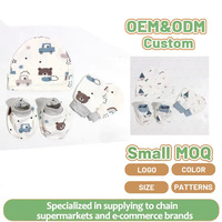 Lionbear - Conjunto de Gorro, Manoplas y Botitas para Bebé Recién Nacido, Unisex, 100% Algodón, Estampado a Rayas, Suave, Transpirable y Ecológico, de 0 a 6 Meses