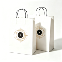 Sacs shopping en papier kraft personnalisés avec logo pour restaurants, vente en gros, poignées imprimées acceptées pour l'emballage alimentaire et la promotion