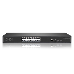 Factory OEM 16 puertos Gigabit Ethernet PoE + 300W 1U Capa 2 Conmutador PoE gestionado con 2 SFP