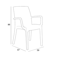 Chaise de jardin Bica Indiana Anthracite avec accoudoirs 59x57x86h cm Fauteuil d'extérieur Effet rotin Polypropylène