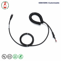 Connecteur circulaire M12 8 broches IP67 de l'usine ZhongXian, prise JST, faisceau de câbles à ressort enroulé en TPU double section, cuivre étamé