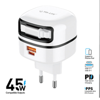 Pengisi Daya Dinding Kabel USB-C 45W yang Dapat Ditarik dan Diperpanjang dengan Pengisian Cepat PD 3.0 untuk Laptop