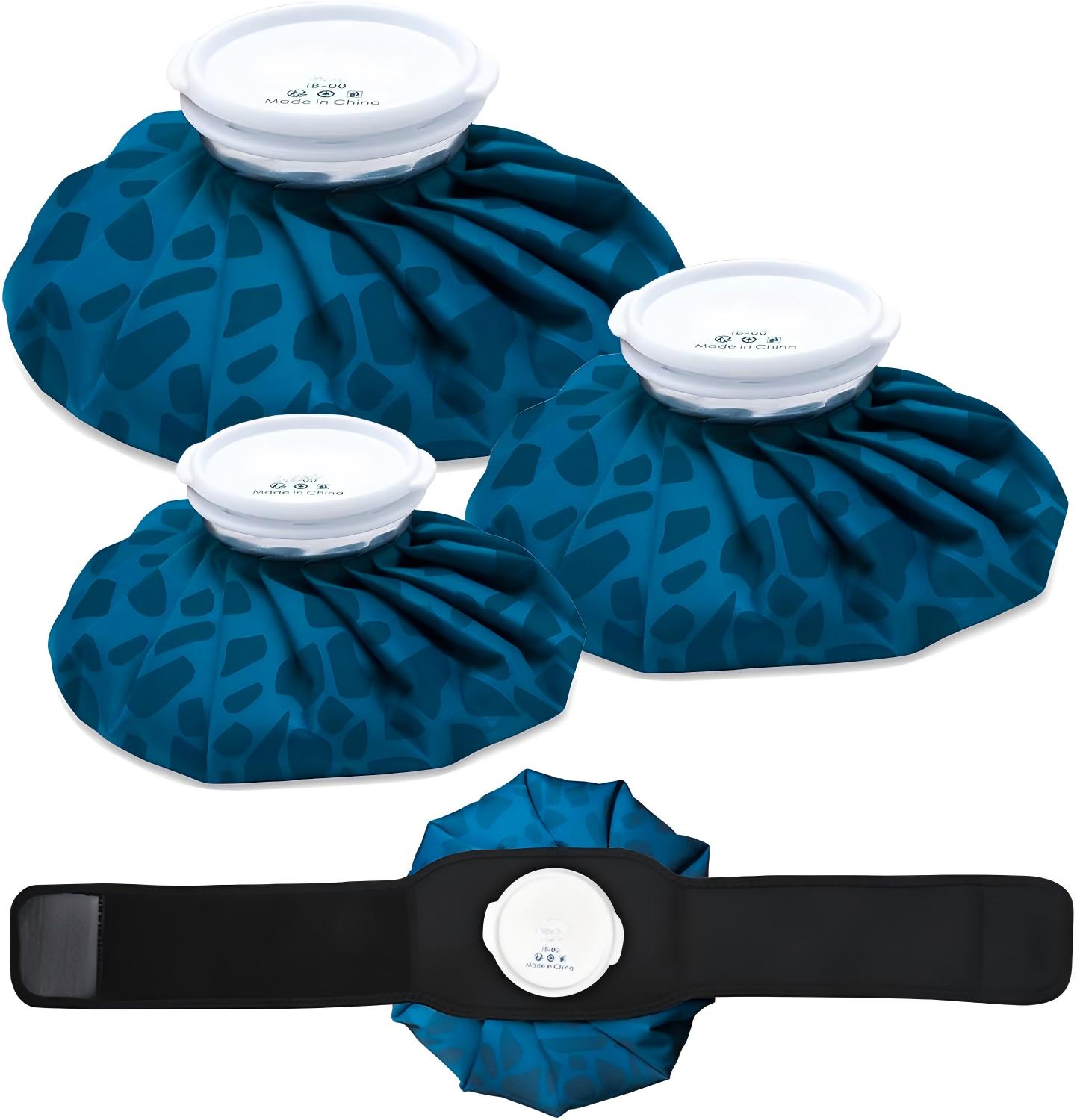 Reusable Injury Ice Packs, Covered Cold Packs, Cold and Hot Therapy Bands with Elastic Breathable Supportive Wraps