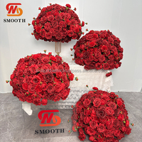 60cm Große Hochzeits-Blumenkugel Kastanienbraune Rote Rose Seiden-Kunstblumen in Burgunderrot für Hochzeits-Tischdekoration