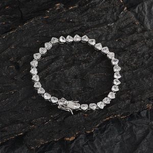 Heart 4 * 4mm <b>Couple</b> Tennis <b>Bracelet</b> Hip Hop Rose Gold Single Row Chain Tanjing Fashion Lijing Necklace - Product Image 2