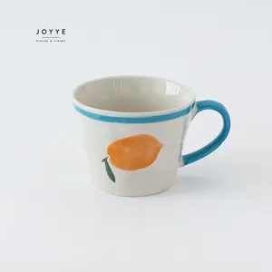 Joyye New Hand painted Fruit Orange Lemon Patterns Coffee Mug Ceramic Under Glazed 300ml Ceramic Coffee Mugs