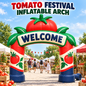 Arche gonflable personnalisée pour festival <span class=keywords><strong>de</strong></span> tomates avec feuilles <span class=keywords><strong>de</strong></span> <span class=keywords><strong>tomate</strong></span> pour marché agricole, événement alimentaire, entrée extérieure, promotion <span class=keywords><strong>de</strong></span> marque, vente en gros - Product Image 1