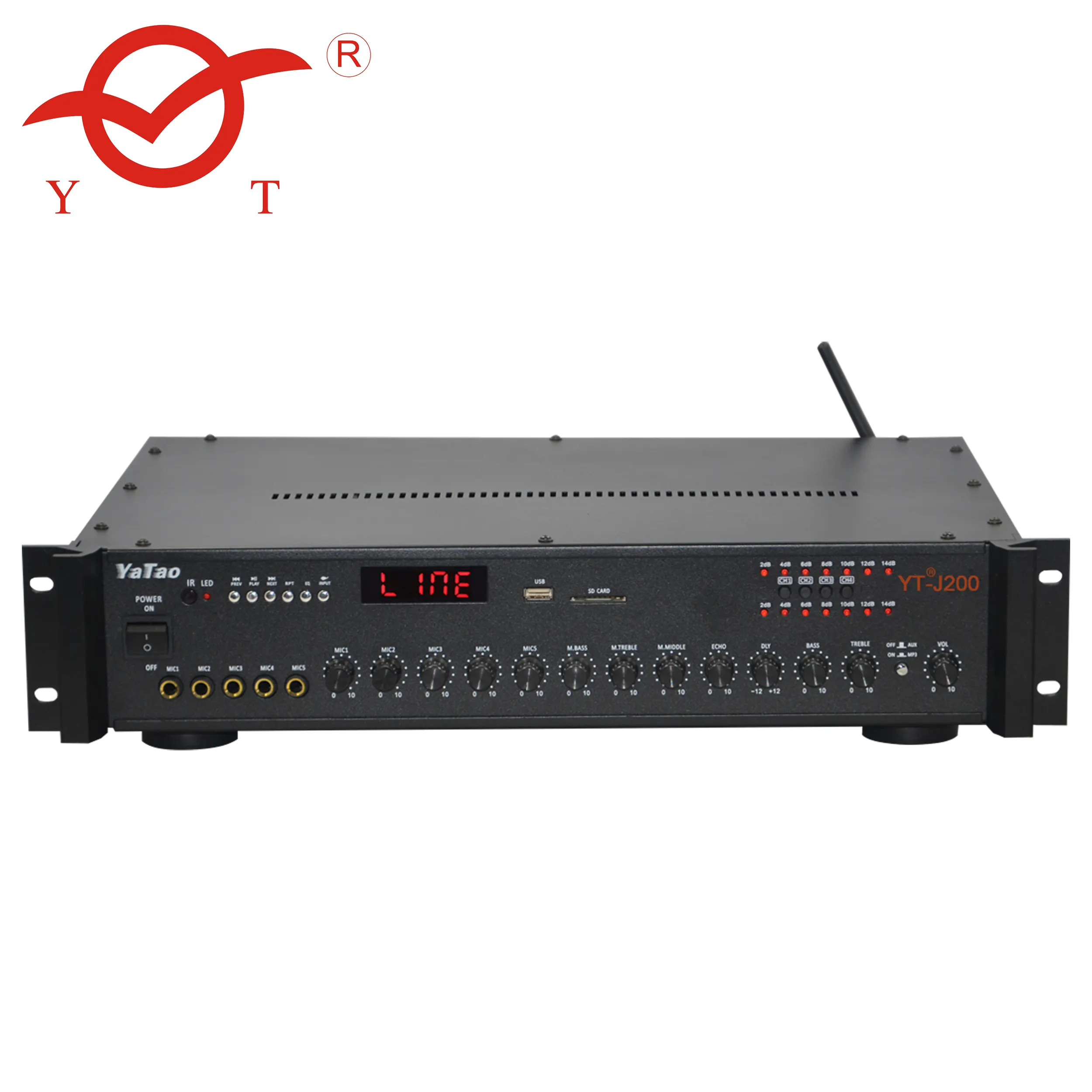 Professional power Public address system amplifier Mono 200 watts 4 adjustable zones PA amplifier