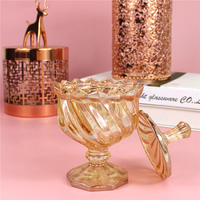Pot à bonbons vintage en verre, style européen, pour dragées, avec couvercle dôme, couleur Champagne