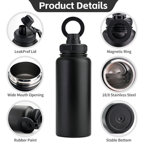 Custom Logo 1L Stainless Steel Double Wall Insulated Vacuum Flask 32oz Magnetic Water Bottle with Phone Holder - Product Image 4