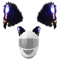 Haute qualité créatif mignon court en peluche moto vélo casque éclairer chat oreille décoration accessoires partie