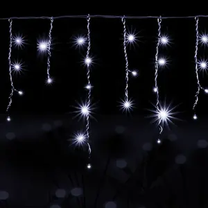 Guirnalda de luces solares, carmbanos, blanco frío, 3 m + 5 m x 0,6 m - ideal para decoración de exteriores y ambientación - Product Image 2