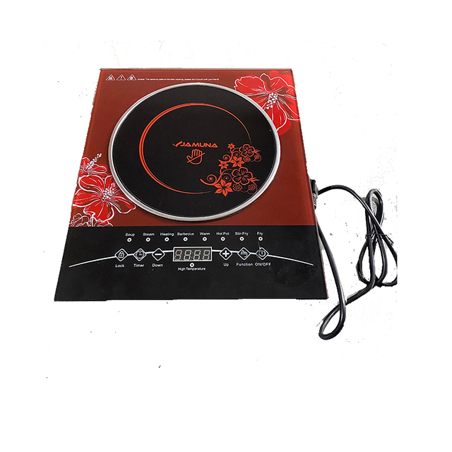 Factory Wholesale 2000W Induction Cooktop Fast Cooking Red Tempered Glass Multifunction Single Burners Induction Cooking Stove
