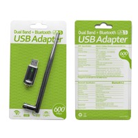Adaptateur WiFi USB sans fil double bande 600 Mbps 2-en-1 WiFi5 BT 4.2 avec antenne externe, compatible avec Windows, MacOS, Linux
